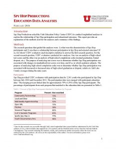 Spy Hop Productions Education Data Analyses, 2016